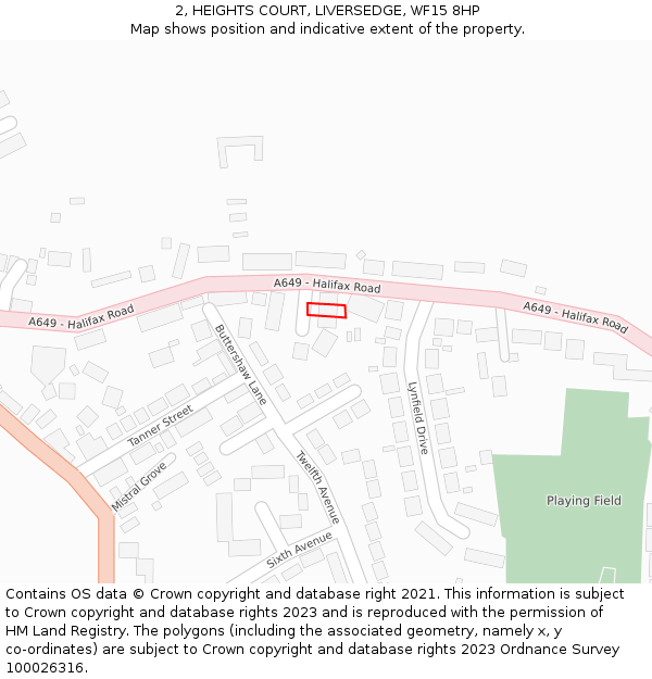 2, HEIGHTS COURT, LIVERSEDGE, WF15 8HP: Location map and indicative extent of plot