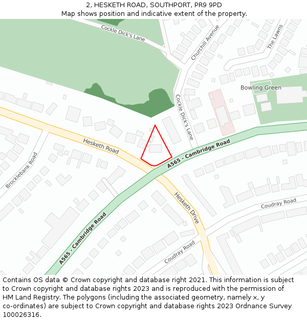 2, HESKETH ROAD, SOUTHPORT, PR9 9PD: Location map and indicative extent of plot