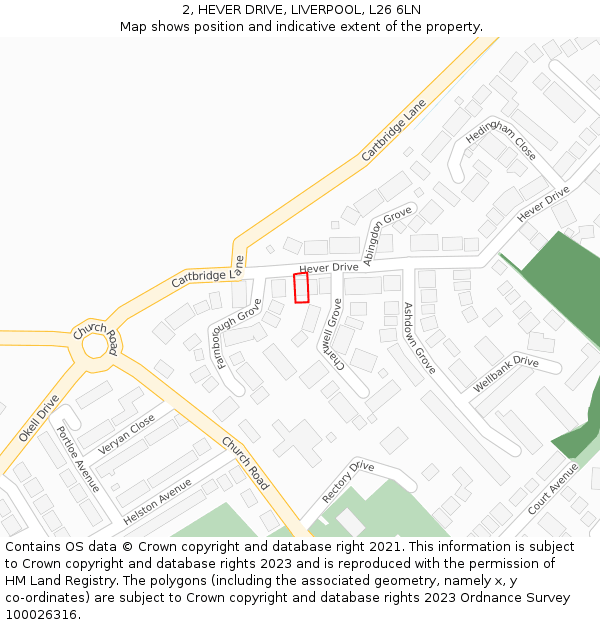 2, HEVER DRIVE, LIVERPOOL, L26 6LN: Location map and indicative extent of plot