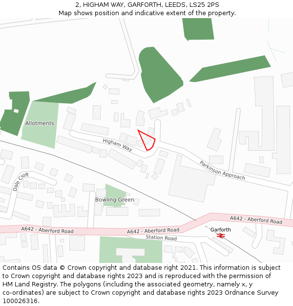 2, HIGHAM WAY, GARFORTH, LEEDS, LS25 2PS: Location map and indicative extent of plot