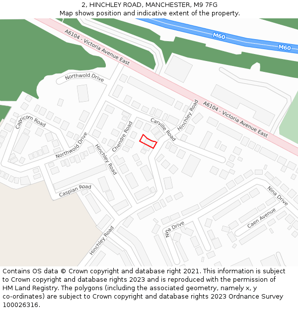 2, HINCHLEY ROAD, MANCHESTER, M9 7FG: Location map and indicative extent of plot