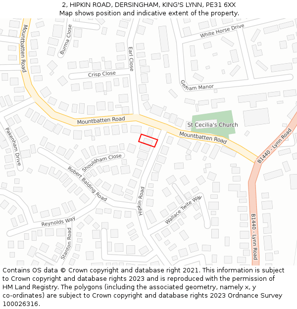 2, HIPKIN ROAD, DERSINGHAM, KING'S LYNN, PE31 6XX: Location map and indicative extent of plot