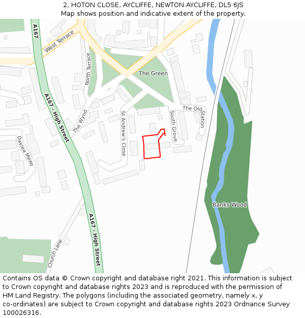 2, HOTON CLOSE, AYCLIFFE, NEWTON AYCLIFFE, DL5 6JS: Location map and indicative extent of plot