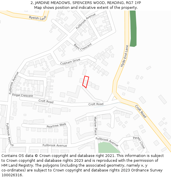 2, JARDINE MEADOWS, SPENCERS WOOD, READING, RG7 1YP: Location map and indicative extent of plot