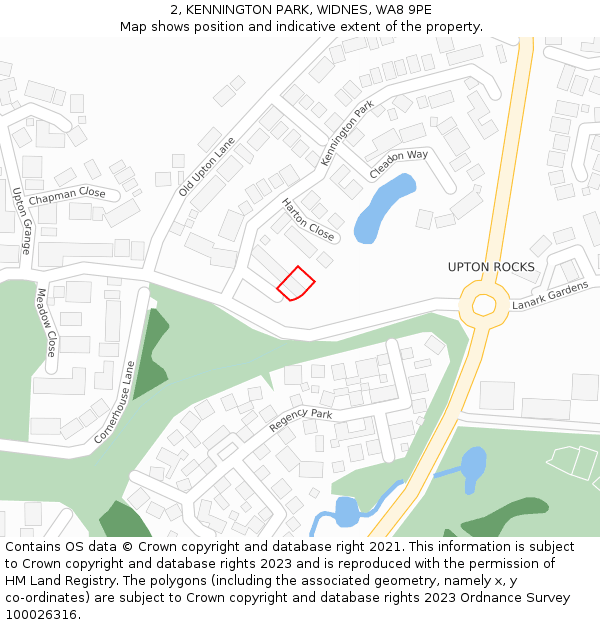 2, KENNINGTON PARK, WIDNES, WA8 9PE: Location map and indicative extent of plot