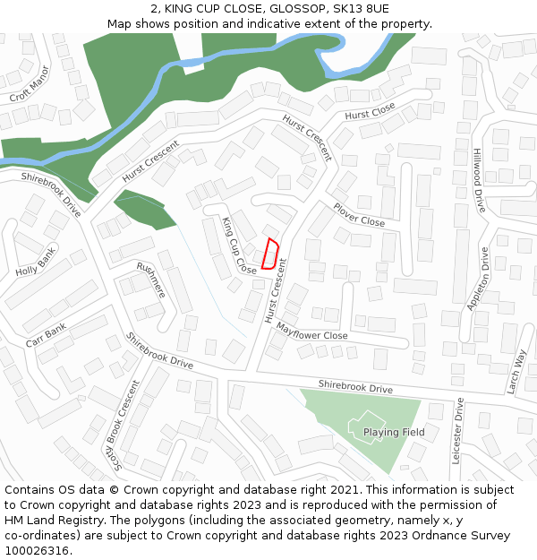 2, KING CUP CLOSE, GLOSSOP, SK13 8UE: Location map and indicative extent of plot