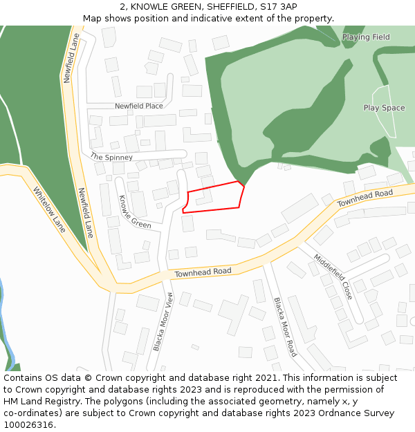 2, KNOWLE GREEN, SHEFFIELD, S17 3AP: Location map and indicative extent of plot