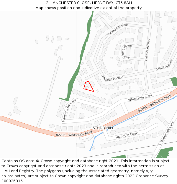 2, LANCHESTER CLOSE, HERNE BAY, CT6 8AH: Location map and indicative extent of plot