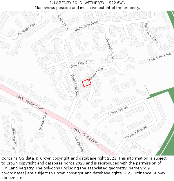 2, LAZENBY FOLD, WETHERBY, LS22 6WN: Location map and indicative extent of plot