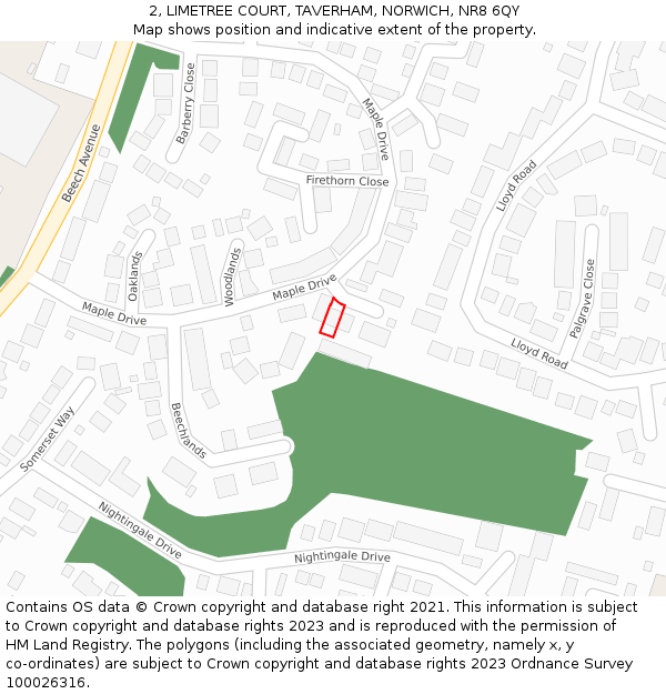 2, LIMETREE COURT, TAVERHAM, NORWICH, NR8 6QY: Location map and indicative extent of plot