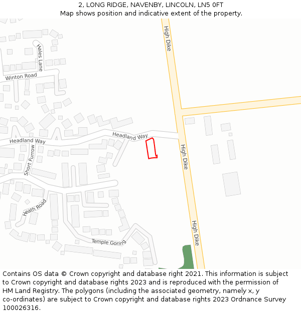 2, LONG RIDGE, NAVENBY, LINCOLN, LN5 0FT: Location map and indicative extent of plot