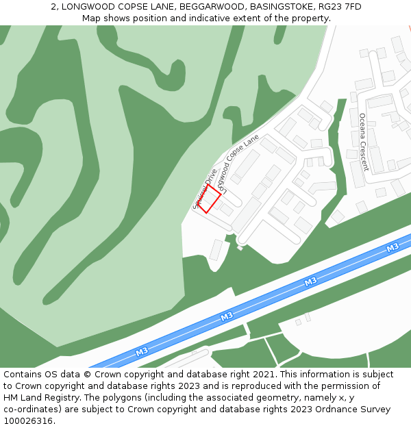 2, LONGWOOD COPSE LANE, BEGGARWOOD, BASINGSTOKE, RG23 7FD: Location map and indicative extent of plot