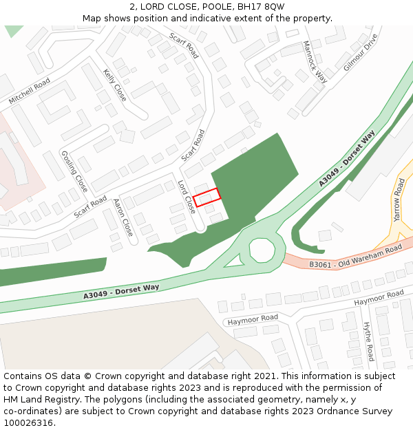 2, LORD CLOSE, POOLE, BH17 8QW: Location map and indicative extent of plot