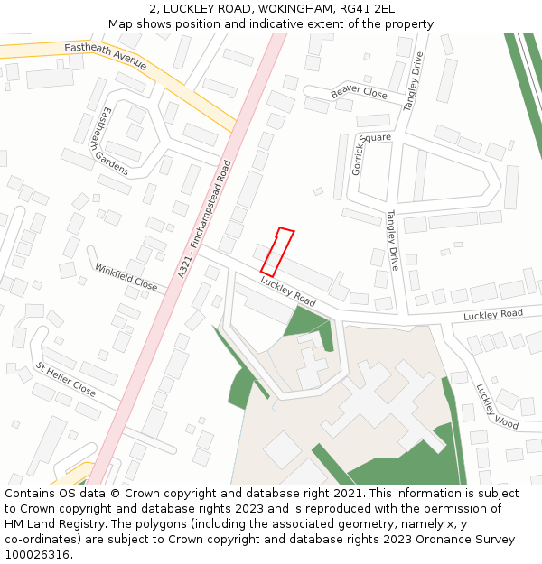 2, LUCKLEY ROAD, WOKINGHAM, RG41 2EL: Location map and indicative extent of plot