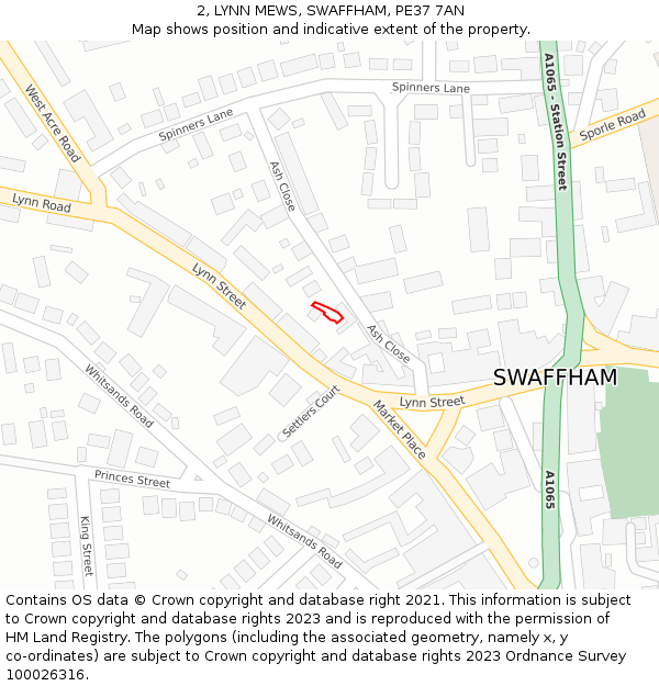 2, LYNN MEWS, SWAFFHAM, PE37 7AN: Location map and indicative extent of plot