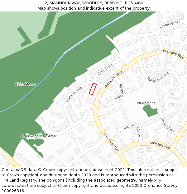 2, MANNOCK WAY, WOODLEY, READING, RG5 4XW: Location map and indicative extent of plot