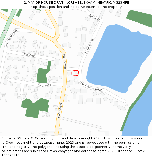 2, MANOR HOUSE DRIVE, NORTH MUSKHAM, NEWARK, NG23 6FE: Location map and indicative extent of plot