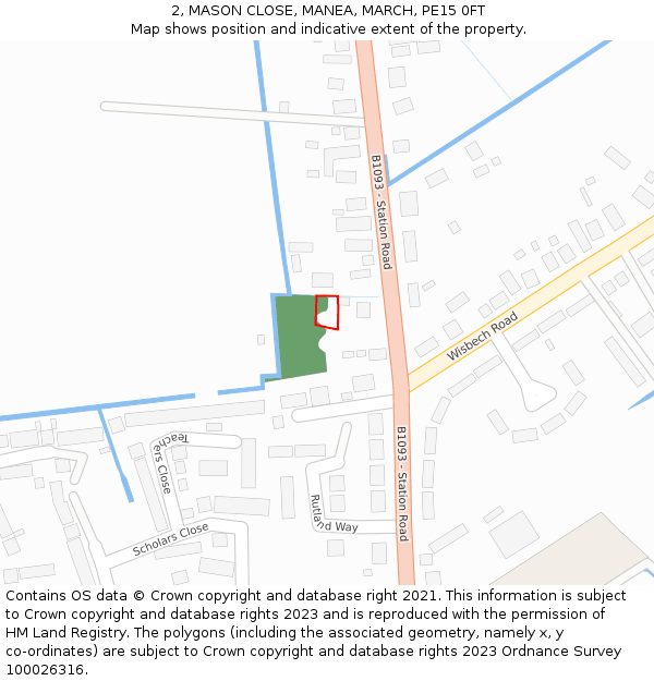 2, MASON CLOSE, MANEA, MARCH, PE15 0FT: Location map and indicative extent of plot