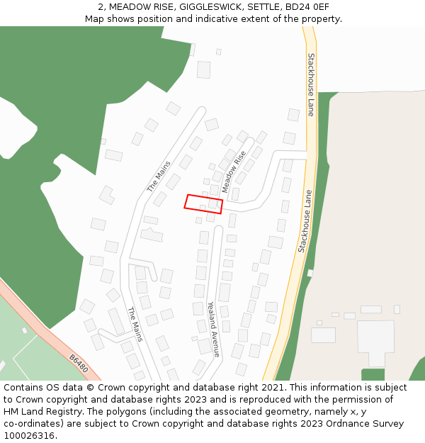 2, MEADOW RISE, GIGGLESWICK, SETTLE, BD24 0EF: Location map and indicative extent of plot