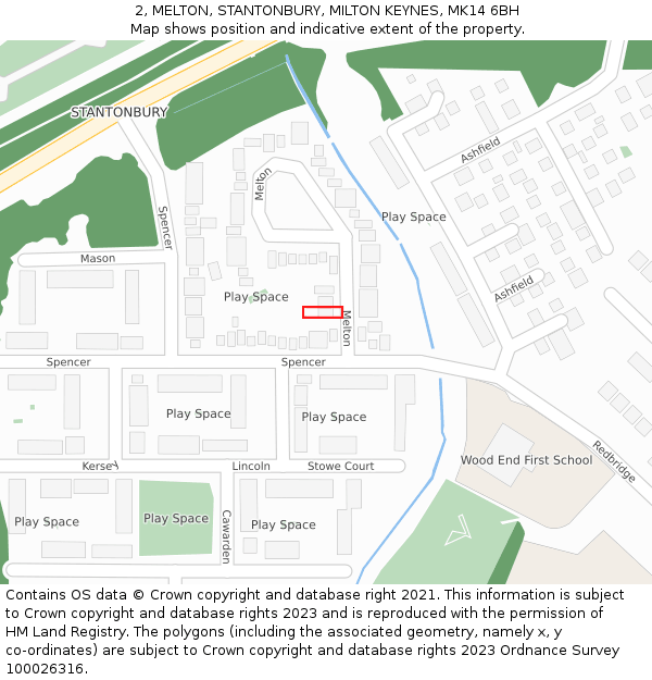 2, MELTON, STANTONBURY, MILTON KEYNES, MK14 6BH: Location map and indicative extent of plot