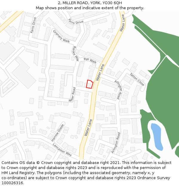 2, MILLER ROAD, YORK, YO30 6QH: Location map and indicative extent of plot