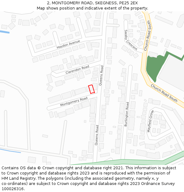 2, MONTGOMERY ROAD, SKEGNESS, PE25 2EX: Location map and indicative extent of plot