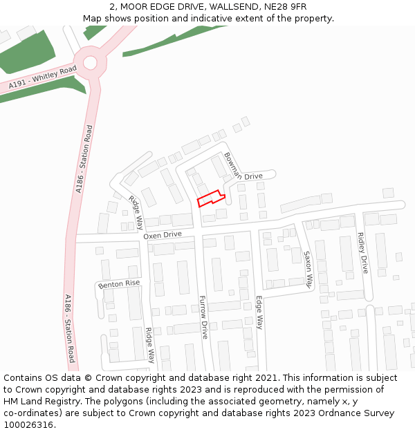 2, MOOR EDGE DRIVE, WALLSEND, NE28 9FR: Location map and indicative extent of plot