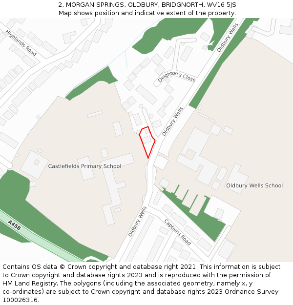 2, MORGAN SPRINGS, OLDBURY, BRIDGNORTH, WV16 5JS: Location map and indicative extent of plot