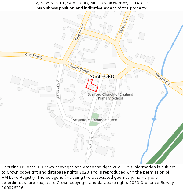 2, NEW STREET, SCALFORD, MELTON MOWBRAY, LE14 4DP: Location map and indicative extent of plot