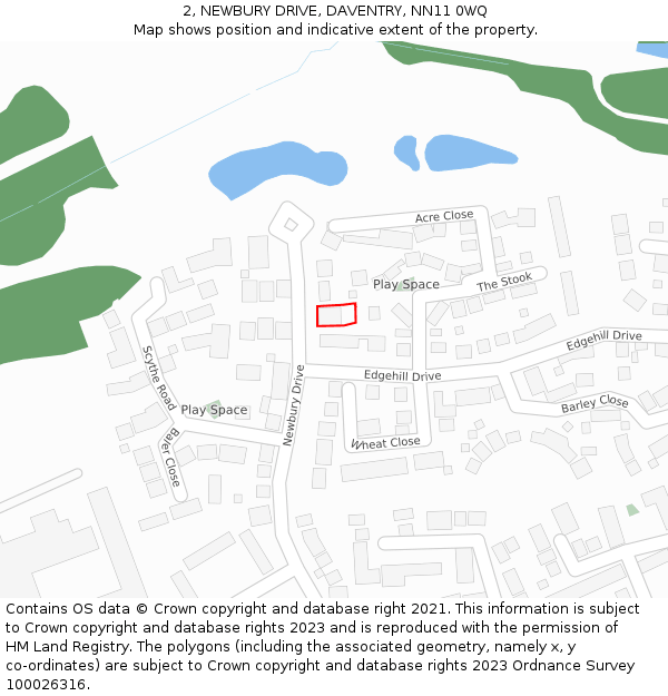 2, NEWBURY DRIVE, DAVENTRY, NN11 0WQ: Location map and indicative extent of plot