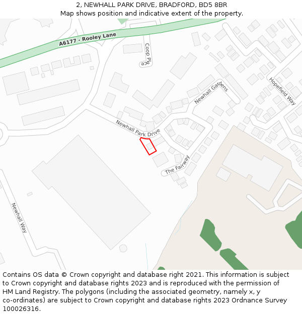 2, NEWHALL PARK DRIVE, BRADFORD, BD5 8BR: Location map and indicative extent of plot