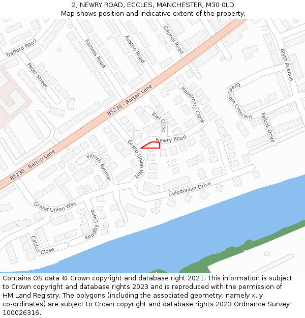 2, NEWRY ROAD, ECCLES, MANCHESTER, M30 0LD: Location map and indicative extent of plot