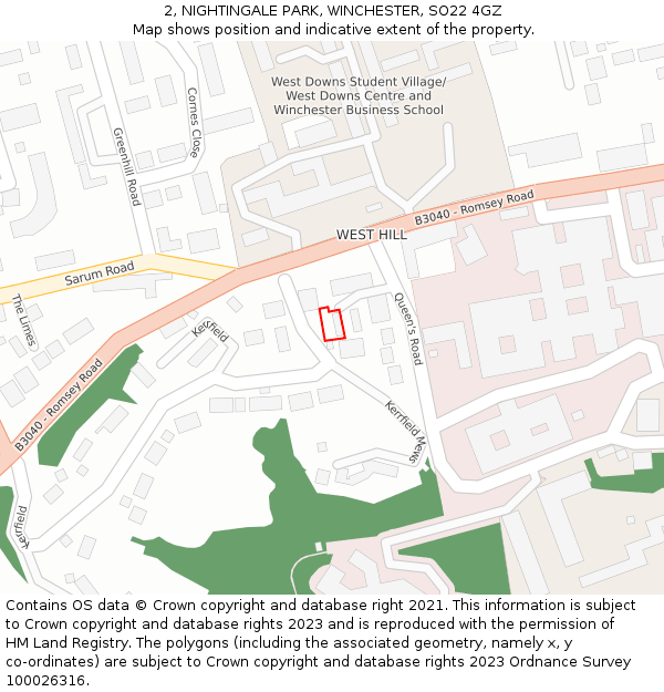 2, NIGHTINGALE PARK, WINCHESTER, SO22 4GZ: Location map and indicative extent of plot