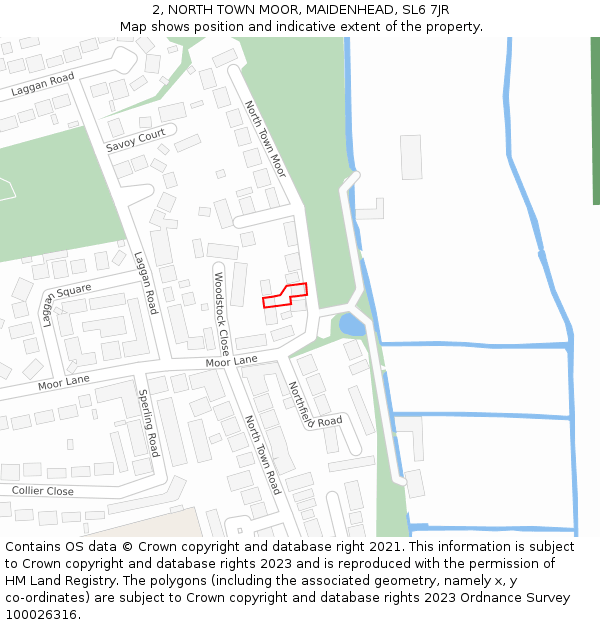 2, NORTH TOWN MOOR, MAIDENHEAD, SL6 7JR: Location map and indicative extent of plot