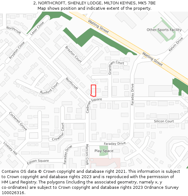 2, NORTHCROFT, SHENLEY LODGE, MILTON KEYNES, MK5 7BE: Location map and indicative extent of plot