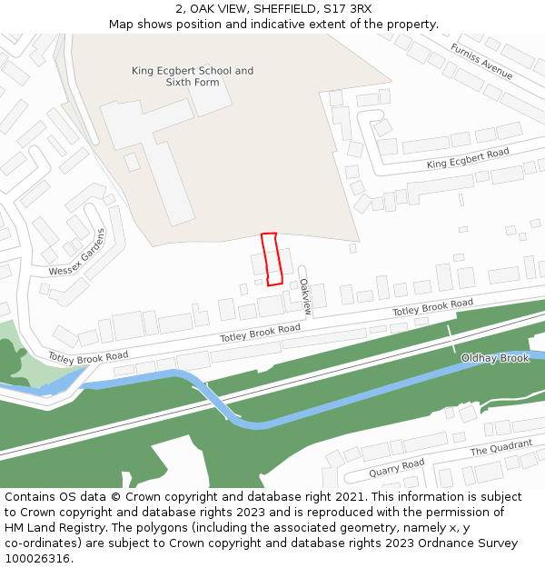 2, OAK VIEW, SHEFFIELD, S17 3RX: Location map and indicative extent of plot