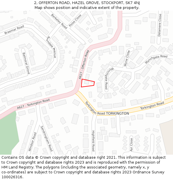 2, OFFERTON ROAD, HAZEL GROVE, STOCKPORT, SK7 4NJ: Location map and indicative extent of plot