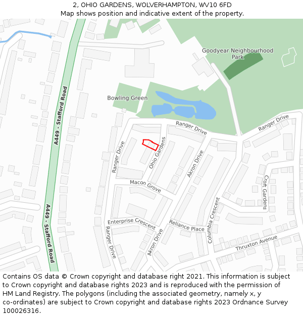 2, OHIO GARDENS, WOLVERHAMPTON, WV10 6FD: Location map and indicative extent of plot