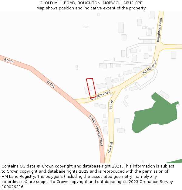 2, OLD MILL ROAD, ROUGHTON, NORWICH, NR11 8PE: Location map and indicative extent of plot