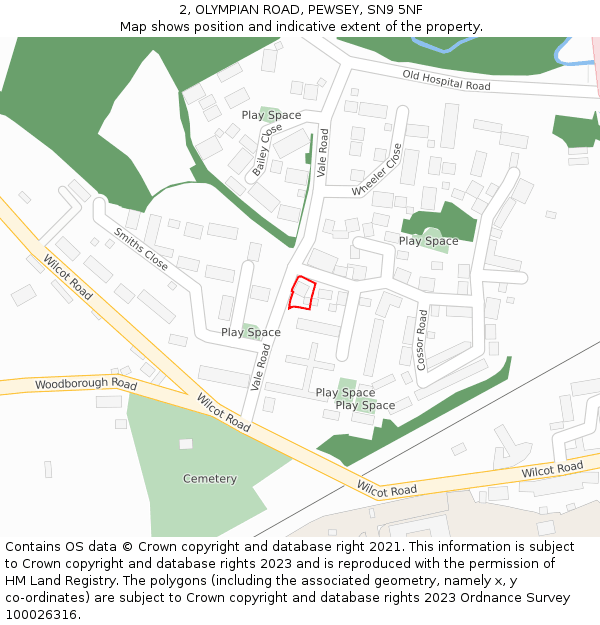 2, OLYMPIAN ROAD, PEWSEY, SN9 5NF: Location map and indicative extent of plot