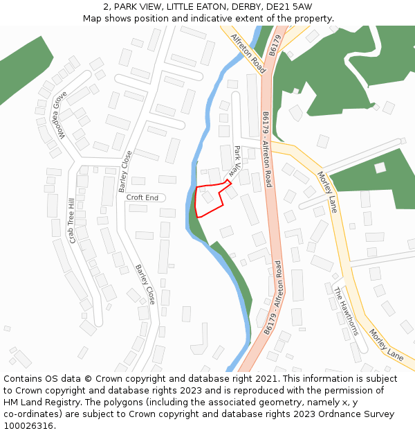 2, PARK VIEW, LITTLE EATON, DERBY, DE21 5AW: Location map and indicative extent of plot