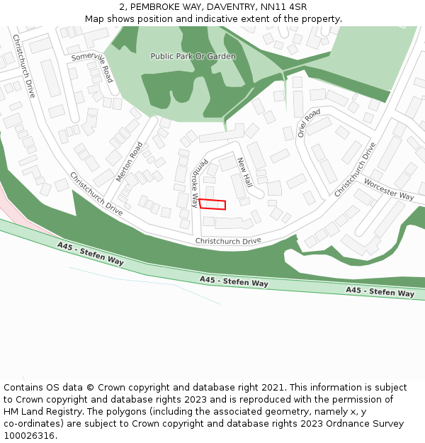 2, PEMBROKE WAY, DAVENTRY, NN11 4SR: Location map and indicative extent of plot