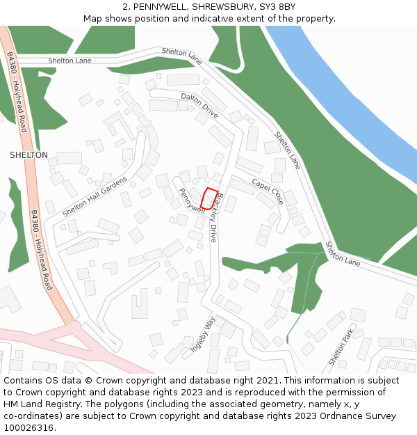 2, PENNYWELL, SHREWSBURY, SY3 8BY: Location map and indicative extent of plot