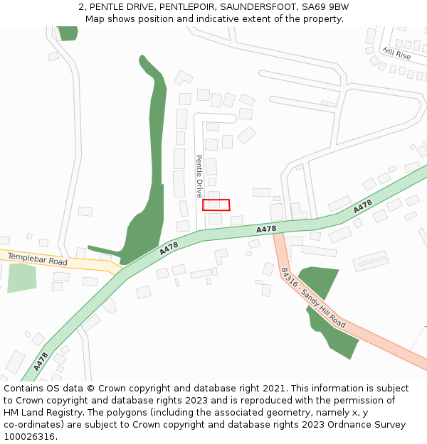 2, PENTLE DRIVE, PENTLEPOIR, SAUNDERSFOOT, SA69 9BW: Location map and indicative extent of plot