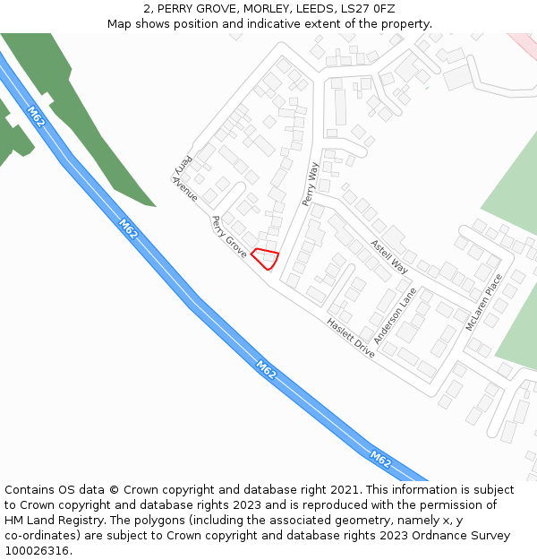 2, PERRY GROVE, MORLEY, LEEDS, LS27 0FZ: Location map and indicative extent of plot