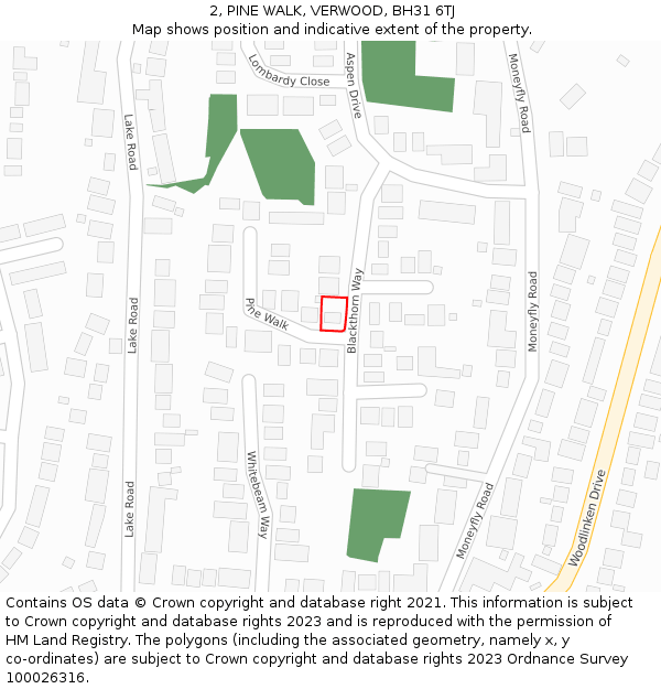 2, PINE WALK, VERWOOD, BH31 6TJ: Location map and indicative extent of plot