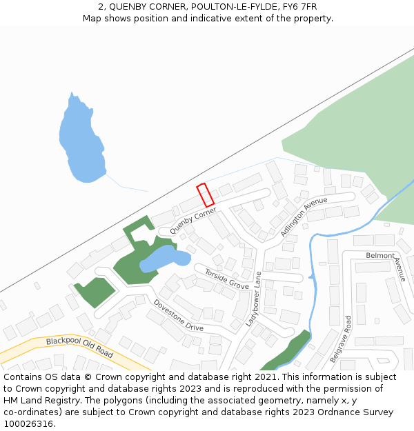 2, QUENBY CORNER, POULTON-LE-FYLDE, FY6 7FR: Location map and indicative extent of plot