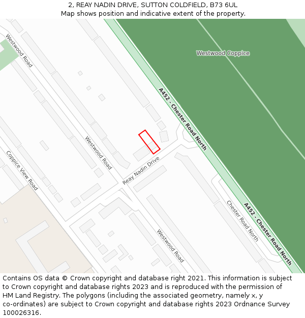 2, REAY NADIN DRIVE, SUTTON COLDFIELD, B73 6UL: Location map and indicative extent of plot