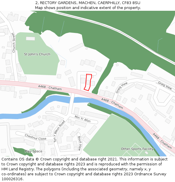 2, RECTORY GARDENS, MACHEN, CAERPHILLY, CF83 8SU: Location map and indicative extent of plot