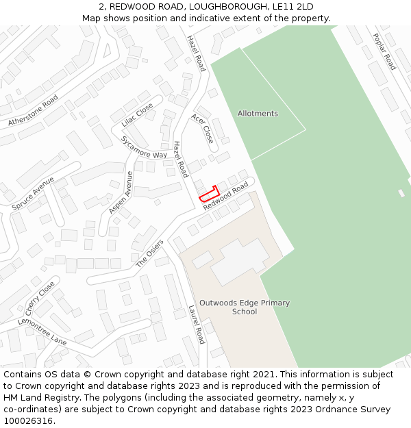 2, REDWOOD ROAD, LOUGHBOROUGH, LE11 2LD: Location map and indicative extent of plot